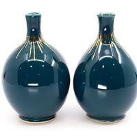 Small bud vase in peacock
