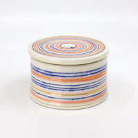 French butter dish in blue and pink