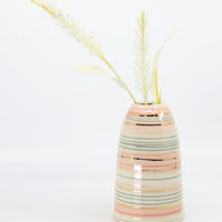Bud vase in green, pink and gold