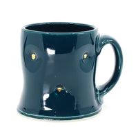 Flat bottom mug in peacock and gold