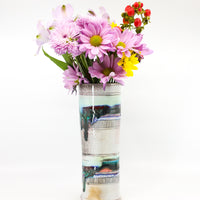 Soda-fired, porcelain cylinder vase