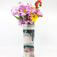Soda-fired, porcelain cylinder vase