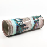 Soda-fired, porcelain cylinder vase