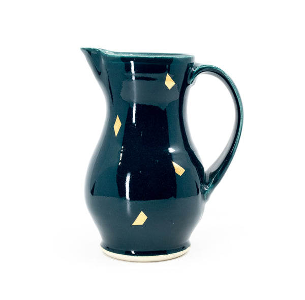 Summer pitcher in peacock and gold
