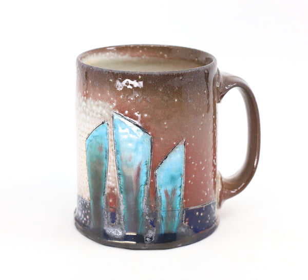 Flat bottom mug, soda fired