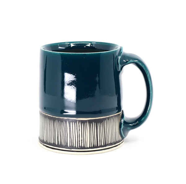 Flat bottom mug in peacock