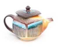 Squared teapot, soda fired