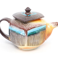 Squared teapot, soda fired
