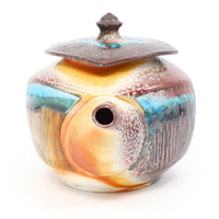 Squared teapot, soda fired
