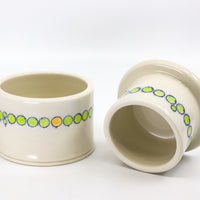 French butter dish in blue and green
