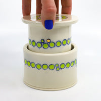 French butter dish in blue and green