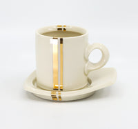 Espresso cup and saucer set in snow white and gold