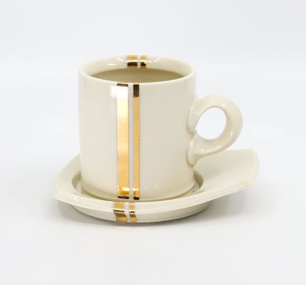 Espresso cup and saucer set in snow white and gold