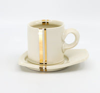 Espresso cup and saucer set in snow white and gold