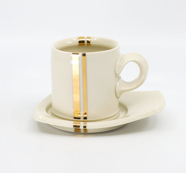 Espresso cup and saucer set in snow white and gold