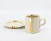 Espresso cup and saucer set in snow white and gold