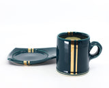 Espresso cup and saucer set in peacock and gold