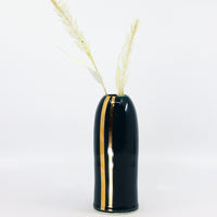 Bud vase in peacock and gold