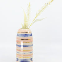 Bud vase in blue, pink and gold