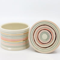 French butter dish in green and pink