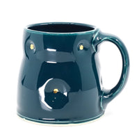 Flat bottom mug in peacock and gold