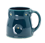 Flat bottom mug in peacock and gold