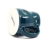 Flat bottom mug in peacock and gold