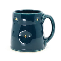 Flat bottom mug in peacock and gold