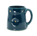 Flat bottom mug in peacock and gold