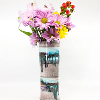 Soda-fired, porcelain cylinder vase