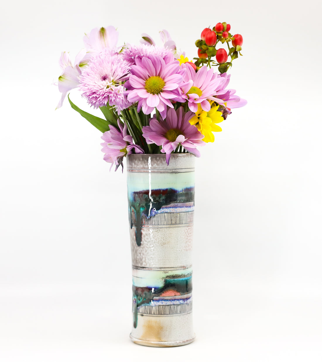 Soda-fired, porcelain cylinder vase