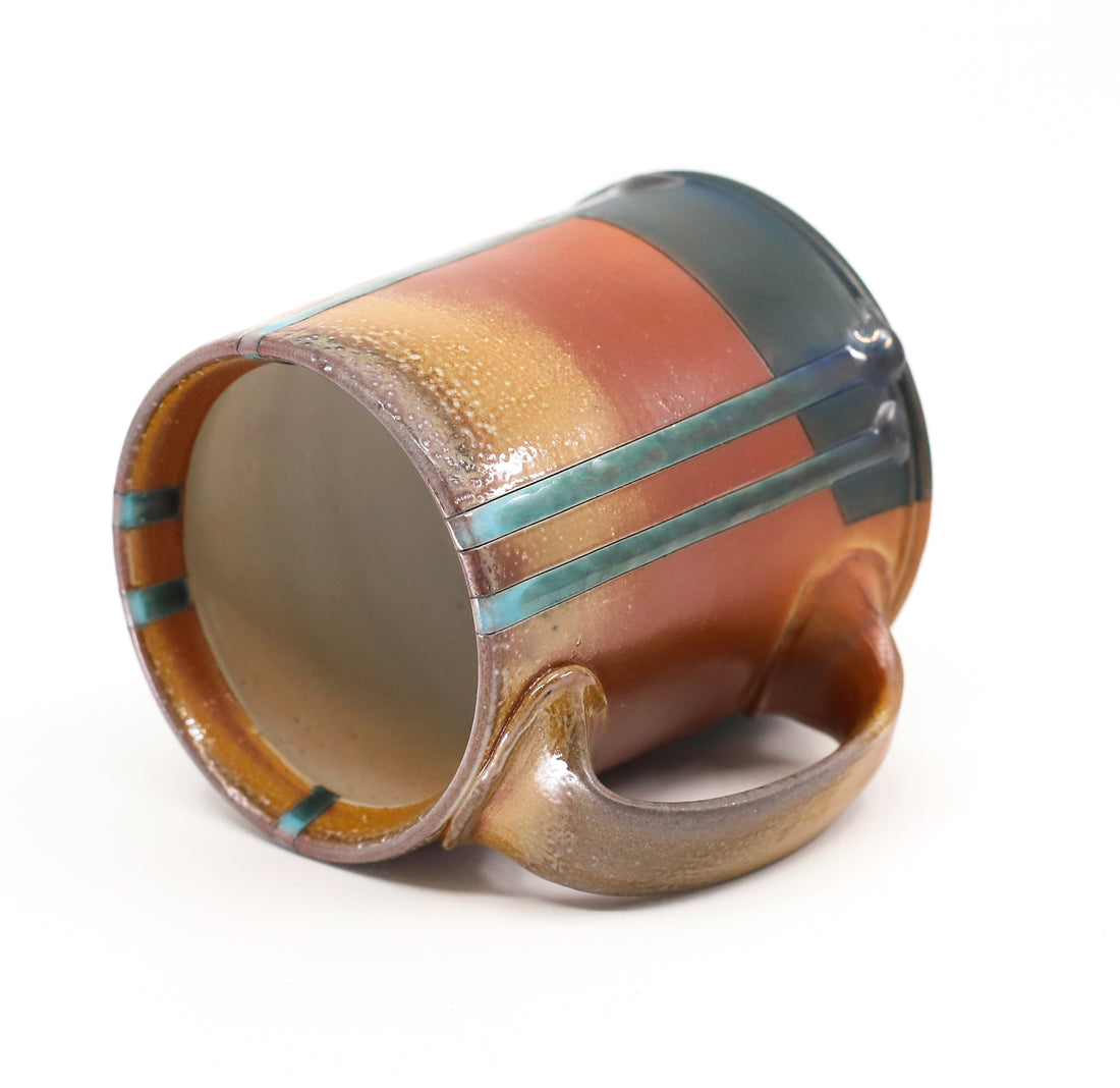 Flat bottom, soda fired mug
