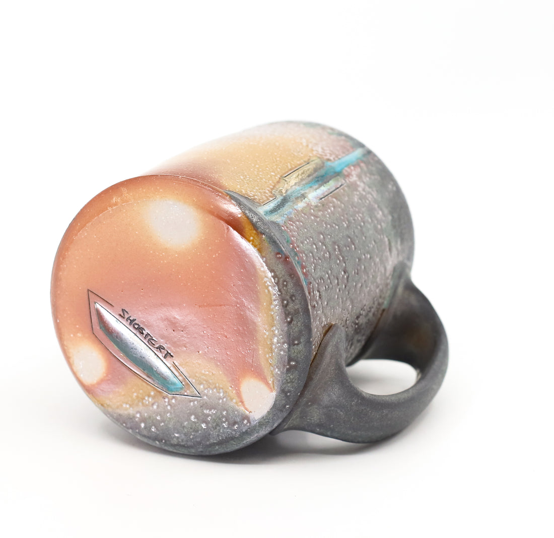 Flat bottom, soda fired mug